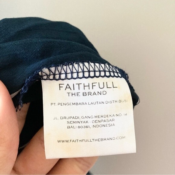 Faithfull the Brand Dress Stripe Maxi Wrap in Navy Blue‎ & White Sz 4 - Picture 6 of 6